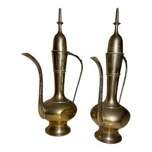 Vintage brass ewers or coffee pots of Indian origin set of 2